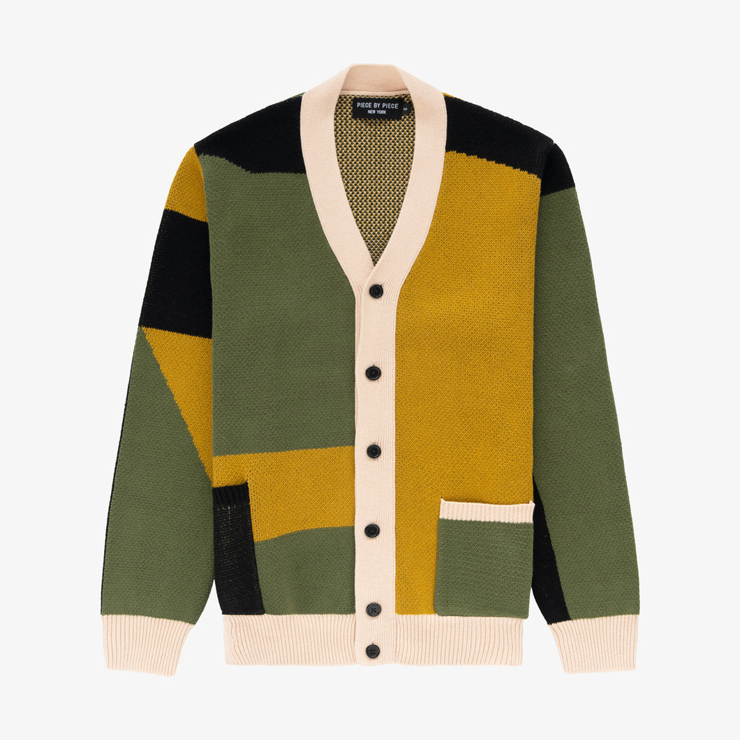 Abstract Color Block Cardigan